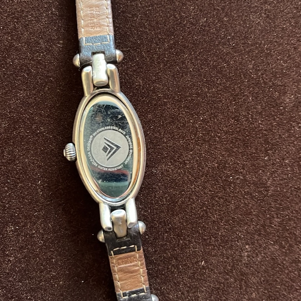 Silpada Watch-Leather band, stainless steel links & Mother of Pearl face - Picture 3 of 7
